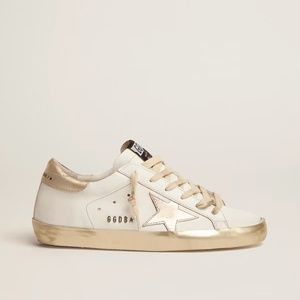 Golden Goose Women's Super-Star with gold foxing and metal stud lettering 39